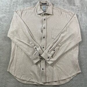 Giasone Shirt Mens XL Beige Heather Cotton Knit Long Sleeve